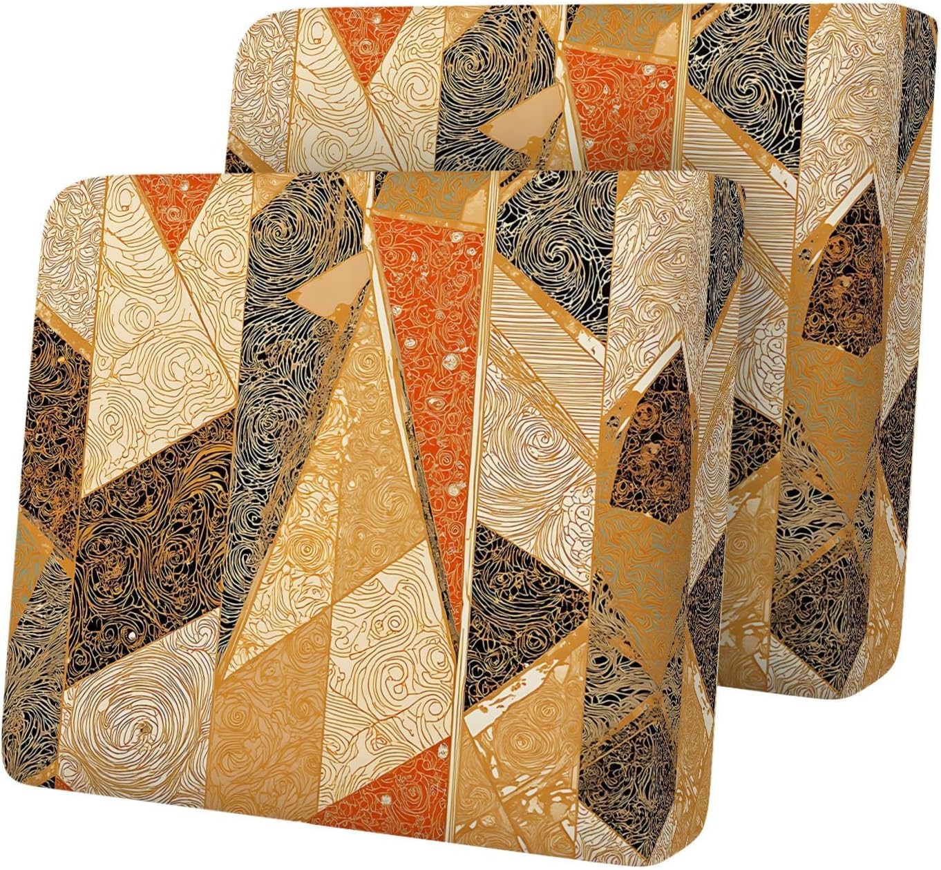 2pcs Abstract Geometric Printed Couch Cushion Covers-Washable Stretchy Replacement Covers for Sofa Seats, Non-Slip Sofa Slipcovers Pets Friendly Indoor Decor