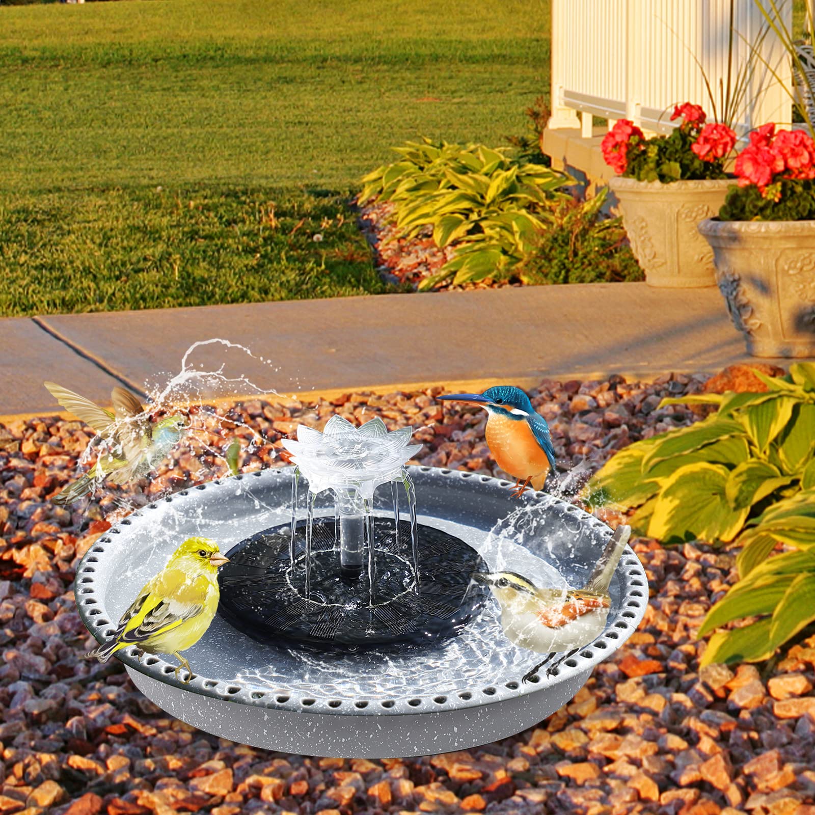 バードバス・水鉢・オブジェ ソーラーファウンテン バードバス /A: デコレーション
