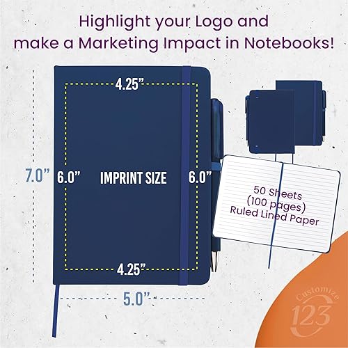 Miniatura 2 de Cuaderno personalizado con nombre, texto o logotipo, diario personalizado de 100 páginas, 5 x 7 pulgadas, tapa dura y bolígrafo de cuero sintético,