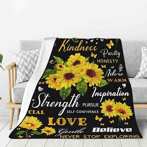 Miniatura 3 de Manta de girasol con curación positiva manta de franela polar para cama silla sofá decoración del hogar cumpleaños Navidad Día de la Madre regalo de