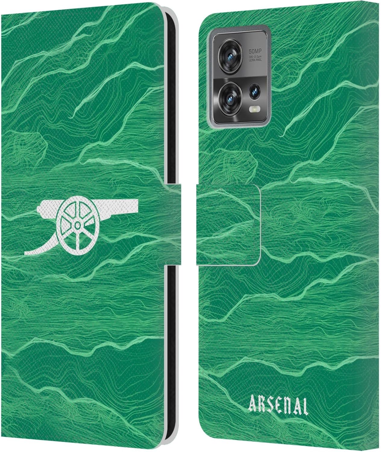 Head Case Designs Officially Licensed Arsenal FC Away Goalkeeper 2021/22 Crest Kit Leather Wallet Case Compatible with Motorola Moto Edge 30 Fusion