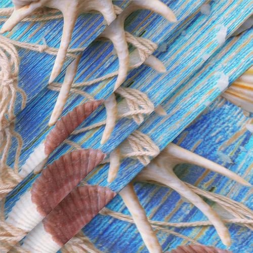 Miniatura 4 de Mantel redondo con borde elástico, ajustable con diseño de estrella de mar de playa, impermeable, lavable, para fiestas, decoración de mesa de