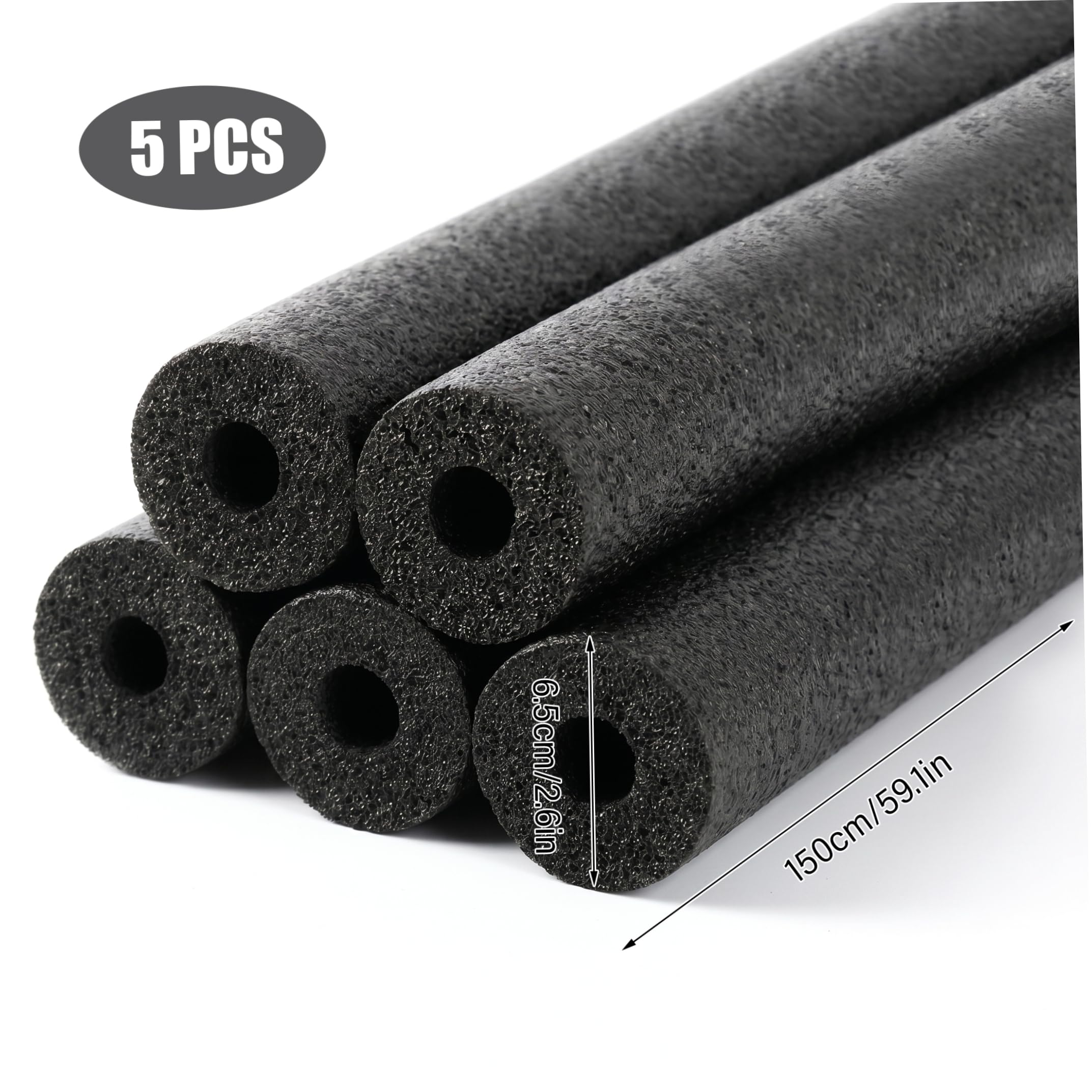 5 Fideos de Piscina Gigantes Flotador de Piscina de Espuma Hueca de 59, 06 Pulgadas Accesorio de Agua Antideslizante antiarañazos Negro