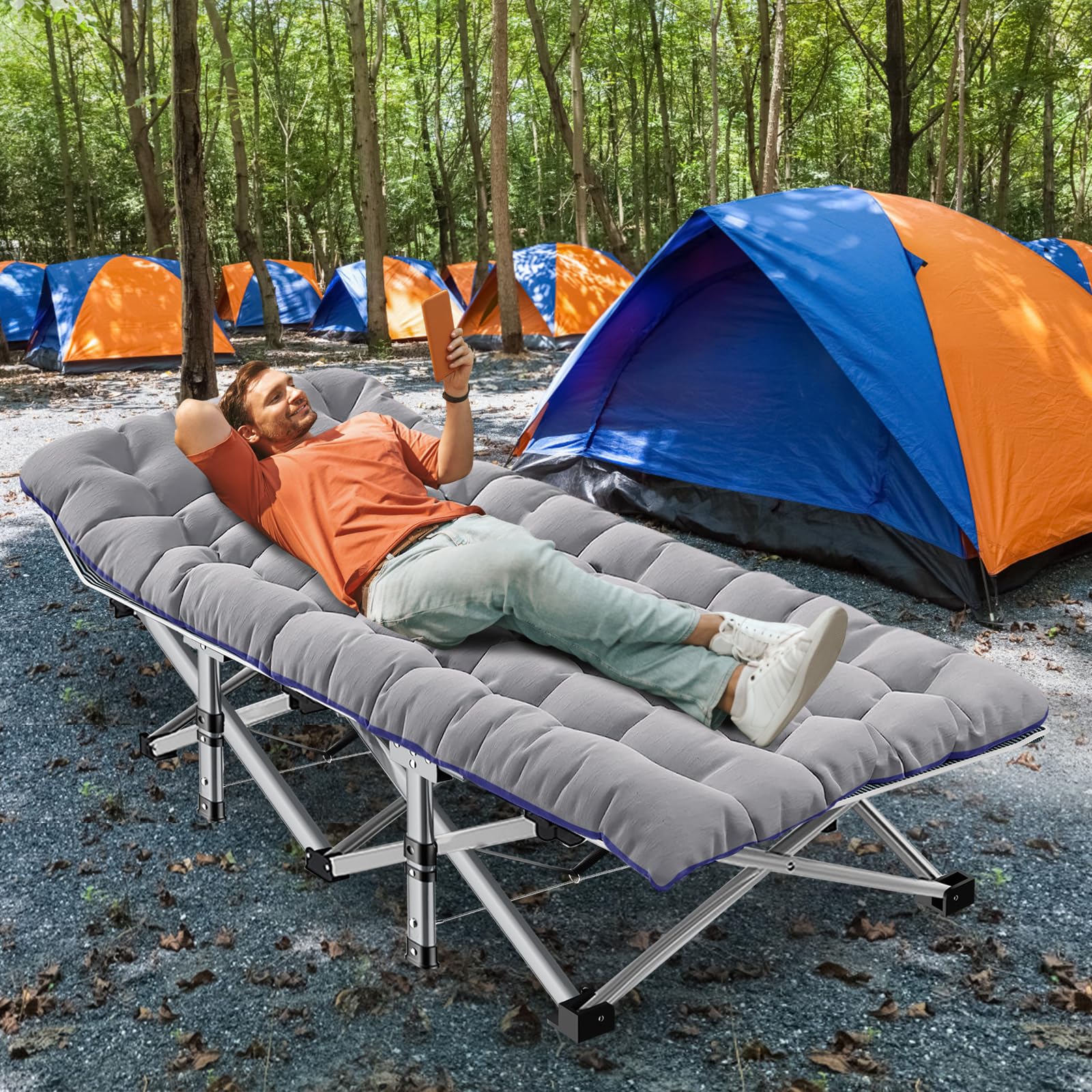 Ubuy Easy Fold Camp Bed Oversized Camping Cot Portable Folding