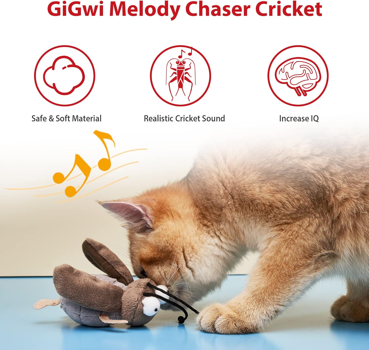 Gigwi Interactive Cricket Cat Toy, Automatic Cricket Squeaky Cat Toys, Play and Squeak Electronic Cricket Toy for Cats Kitten Indoor : Pet Supplies