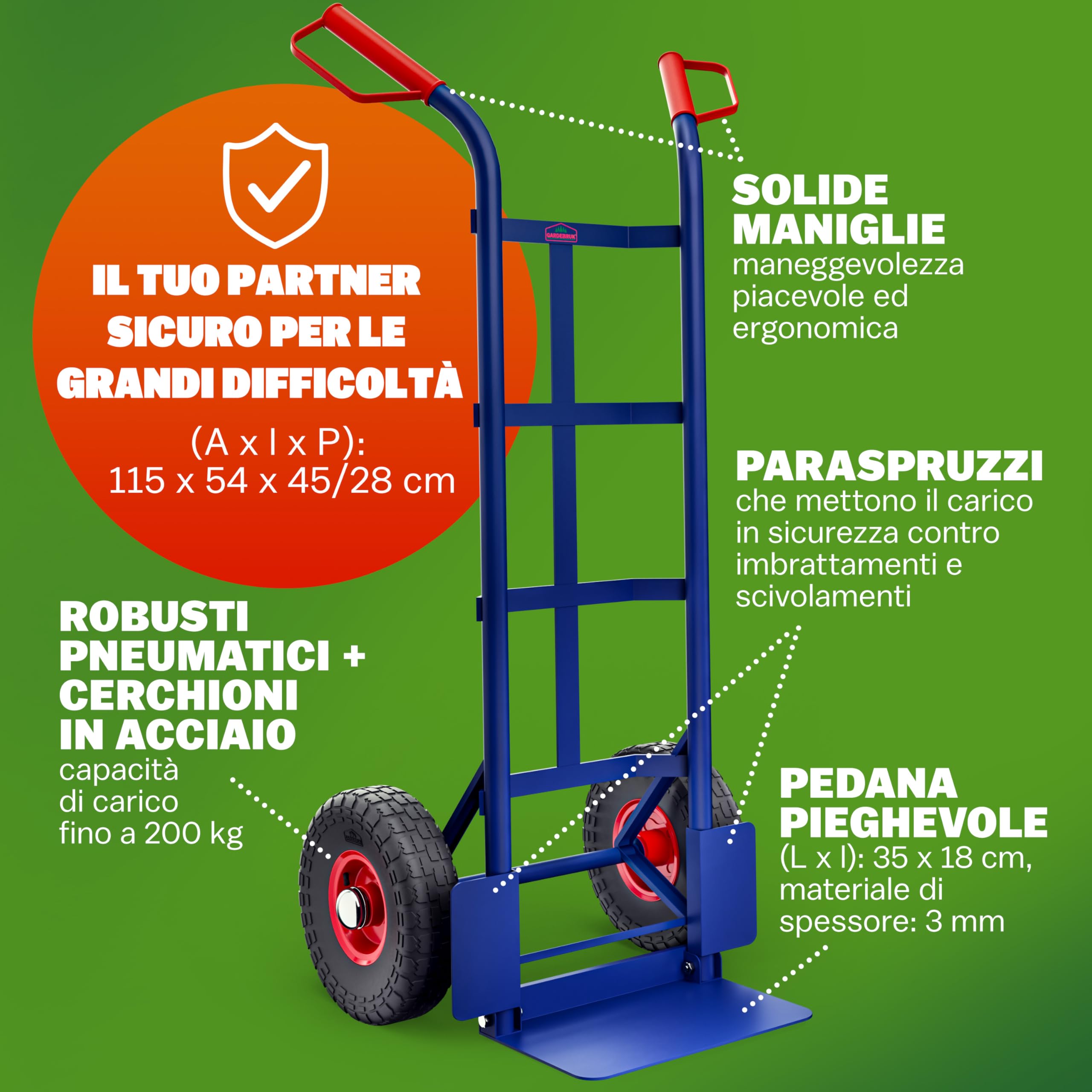 Carrello Pieghevole con 2 Corde Estensibili | Trasporto Pacchi 200kg