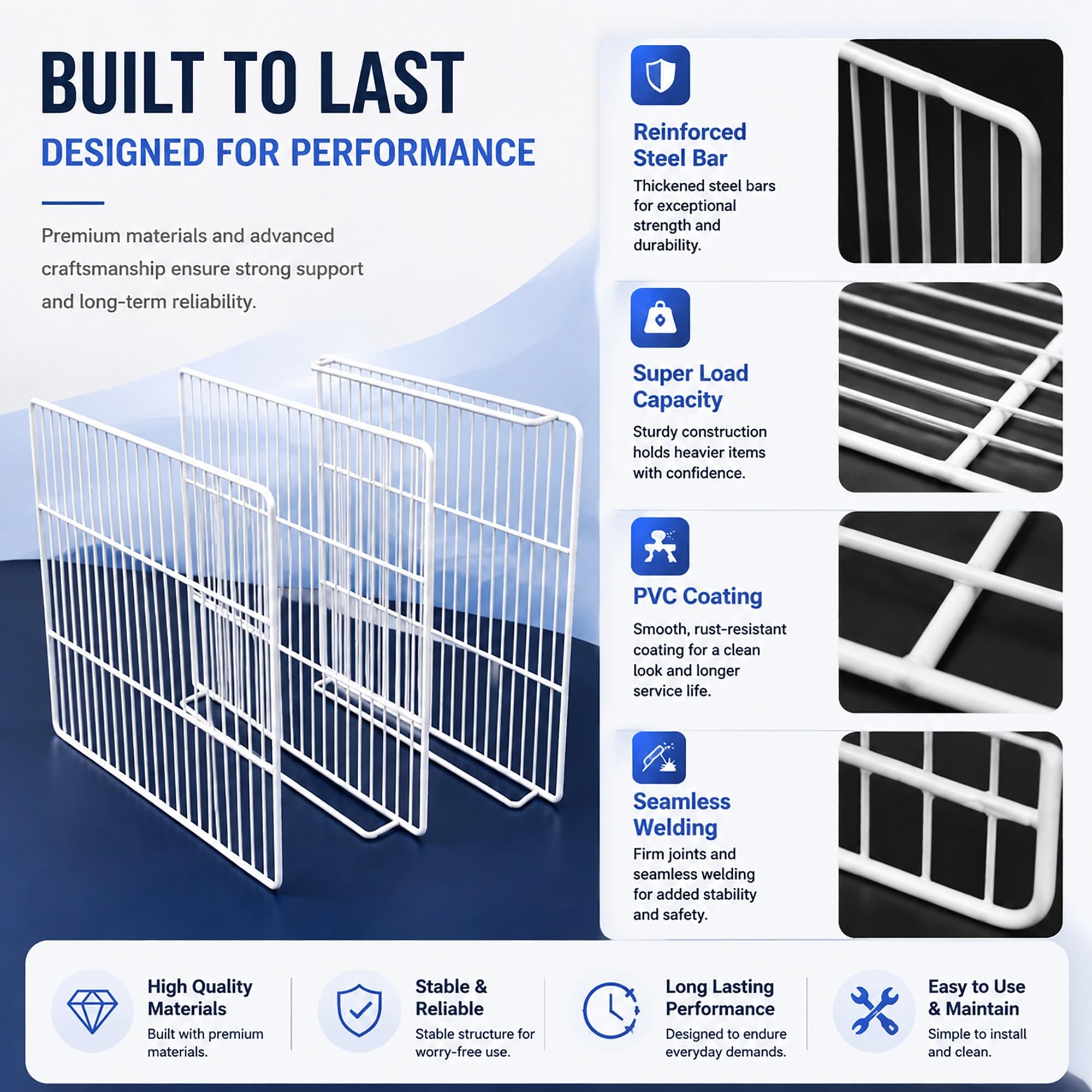 Genérico Estante Divisor del Organizador del Estante del congelador | Separador de rejilla de alambre for accesorio de almacenamiento de refrigerador vertical y arcón(600x550mm(23.6x21.7in))