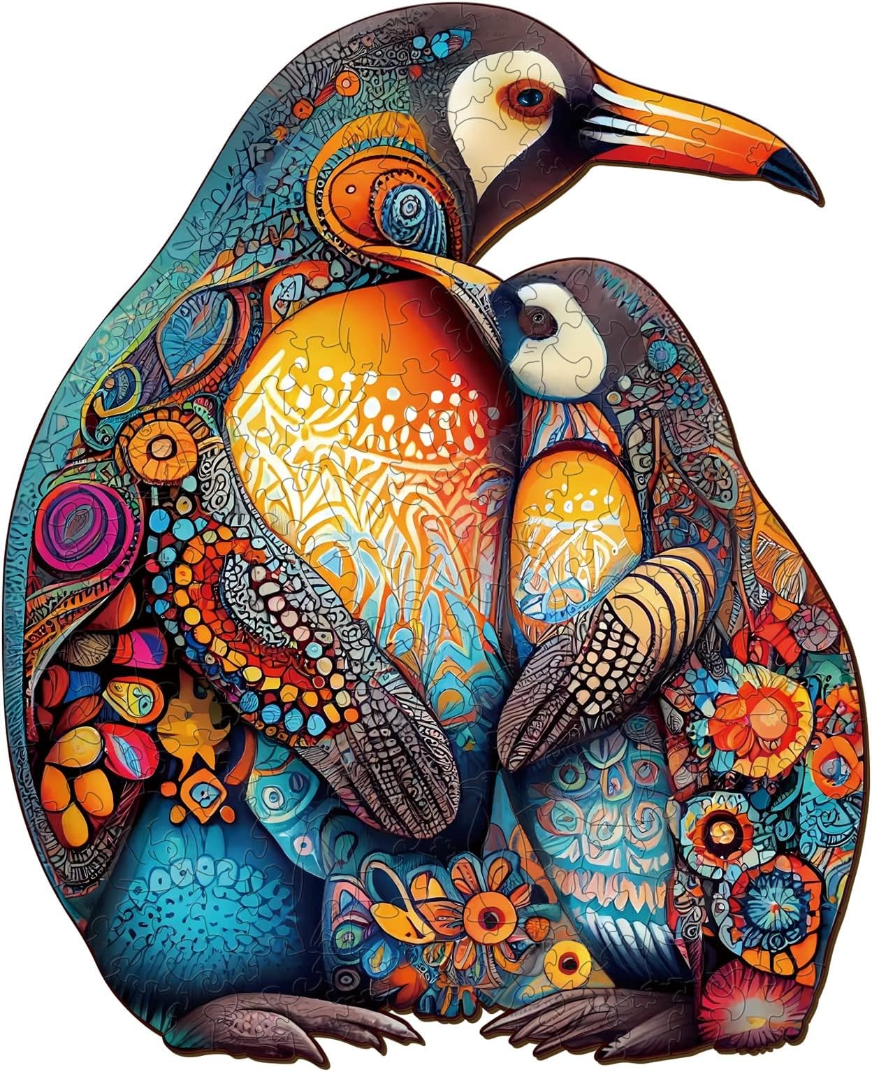 JigfoxyWooden Puzzles for Adults, Penguin Family Wooden Jigsaw Puzzles for Adults Kids, Unique Animal Shape Wood Cut Puzzles, Christmas Thanksgiving Gifts for Friend Family(M-11.8 * 9.6in-190pcs)