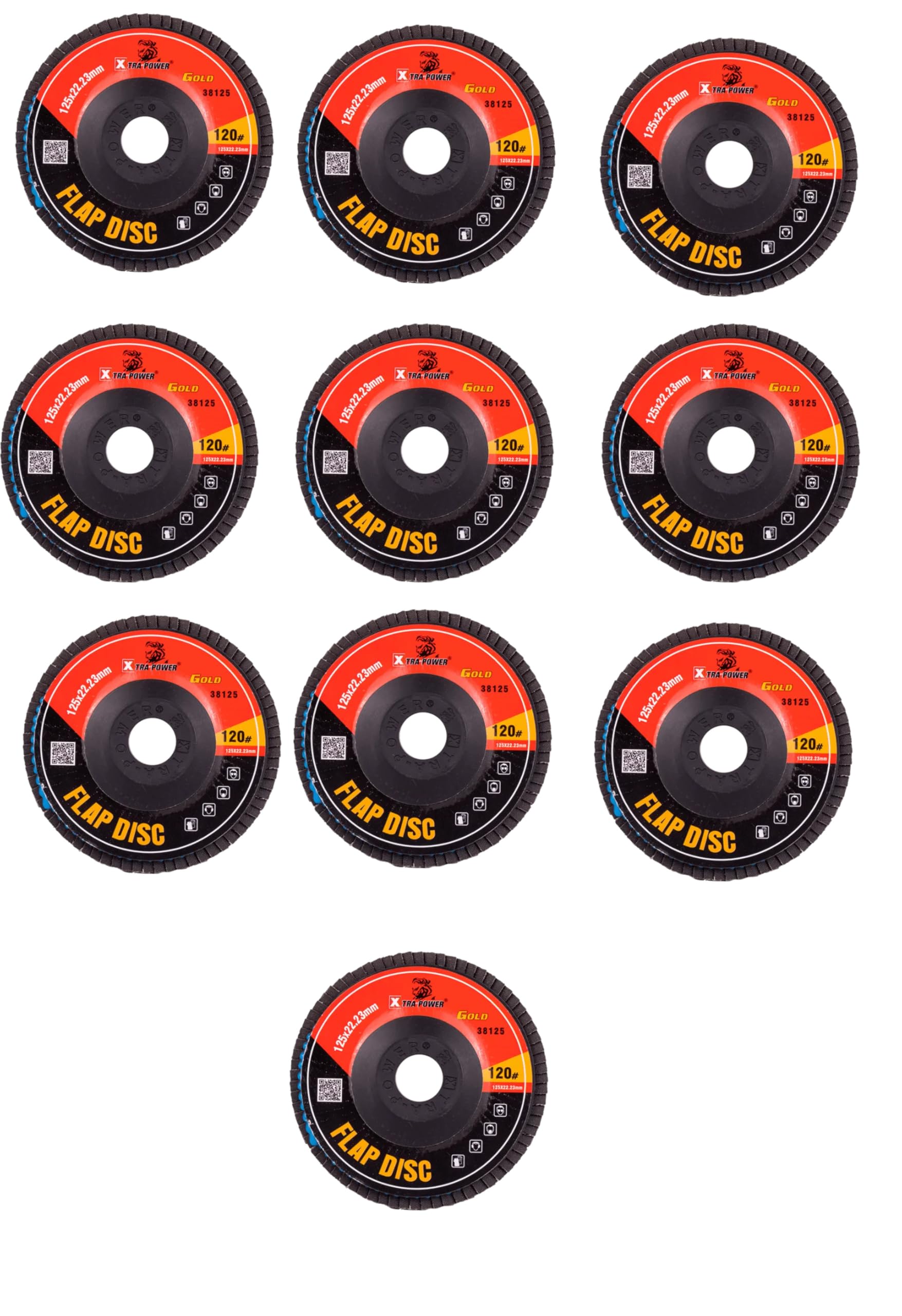 Xtra Power Flap Disc Gold, 100mm, 80 Grit, Pack of 10, for Angle Grinders-image-26