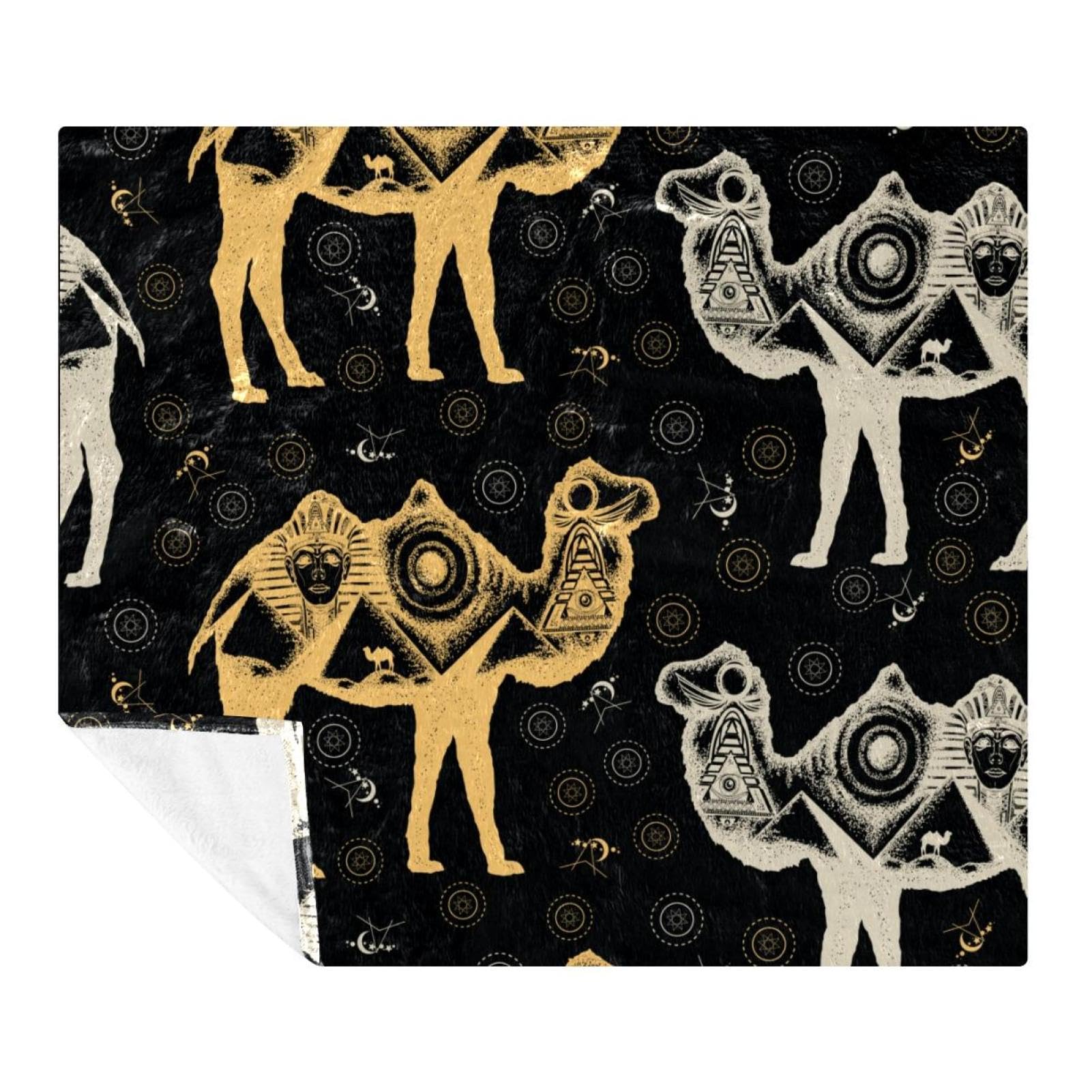 Couverture polaire microfibre 150x130 cm pour lit et voyage camel