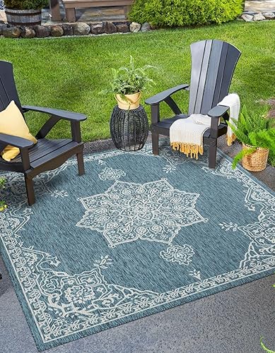 Miniatura 41 de Unique Loom Outdoor Traditional Collection - Alfombra de área, estilo antiguo (2' 7" x 10' Corredor, Gris carbón/Natural)