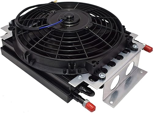 Miniatura 3 de A-Team Performance - Enfriador de aceite de 5" con ventilador eléctrico de 10" y ajuste de 38" 48" L - Kit de manguera