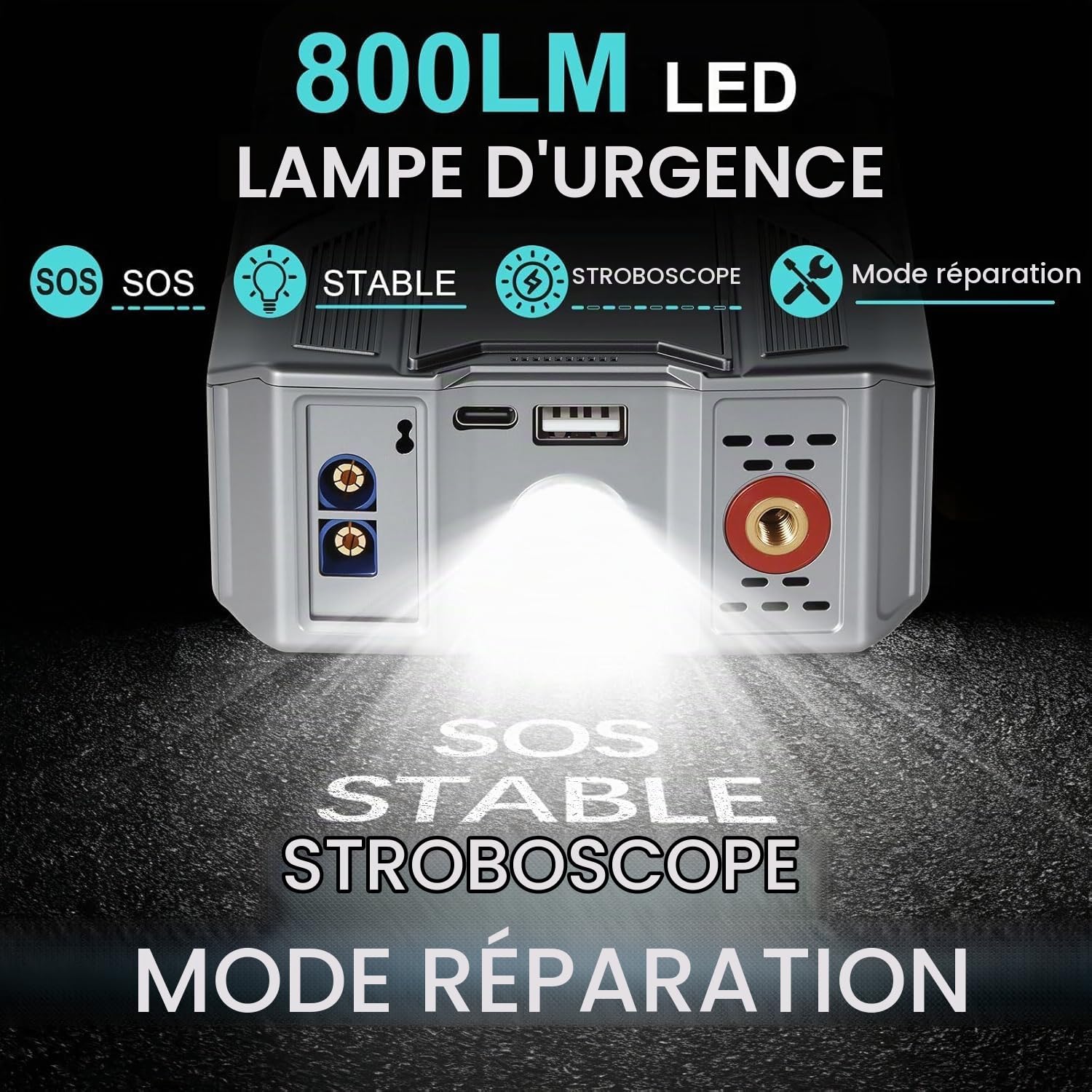 8000 A Démarreur de Secours, 150 psi Compresseur d'air, 12V Battery