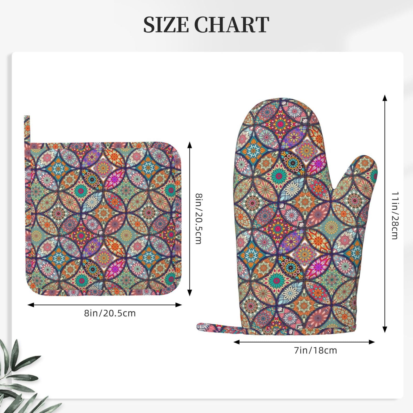 Mandala - Juego de 4 manoplas y agarraderas bohemias para horno y agarraderas, resistentes al calor, guantes de cocina étnicos, almohadillas calientes para cocinar, hornear, asar a la parrilla
