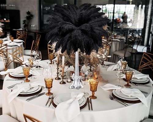 Miniatura 5 de meekoo 6 jarrones de torre Eiffel para centros de mesa con plumas de avestruz de 20 pulgadas de alto, jarrón de cristal transparente delgado extra