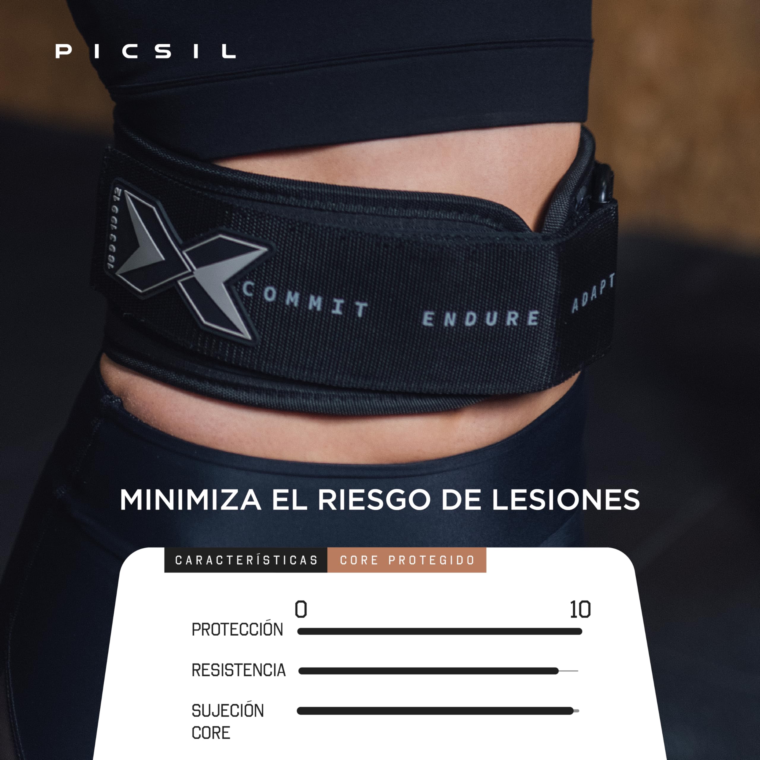PICSIL - Cinturón Lumbar para Levantamiento Pesas | Personalizable con Parches | Soporte para Cross training y Gimnasio | Faja de Fuerza para Hombre y Mujer |