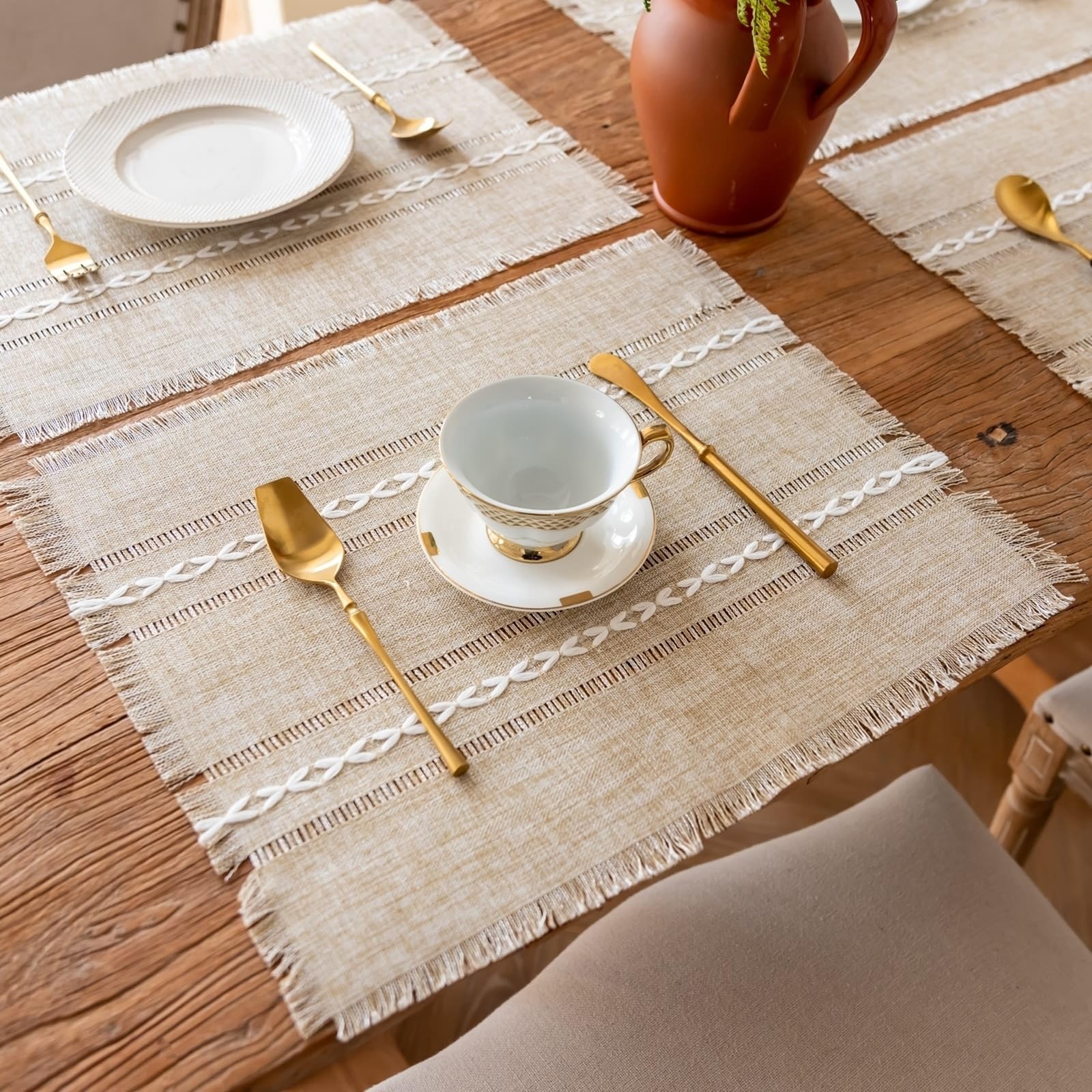Set de table cuisine marron clair lot de 2 pour une table de salle à manger accueillante