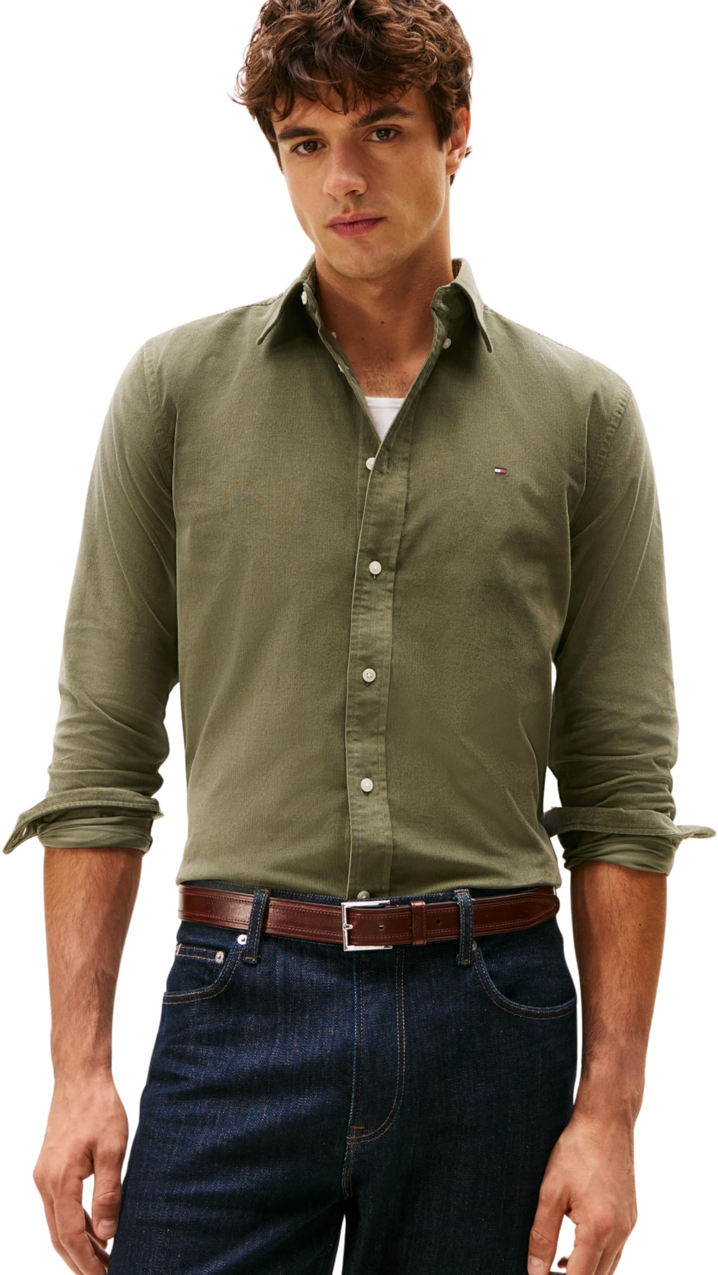 Tommy Hilfiger Herren Hemd Solid Corduroy Regular Fit