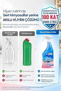 Resteril Bebek Yüzey Temizleyici Durulanmayan Çok Amaçlı Dezenfektan Sprey Mama Sandalyesi Oyun Matı Oyuncak Hijyen Spreyi Baby Kids 750ml