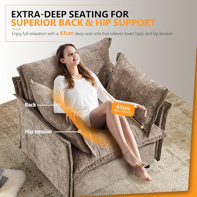 Sillón Reclinable Tela Light Brown 1 Cuerpo miniatura 3
