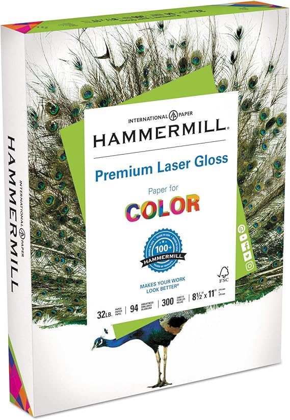 Hammermill Glossy Paper, Laser Gloss Copy Paper, 8.5 x 11