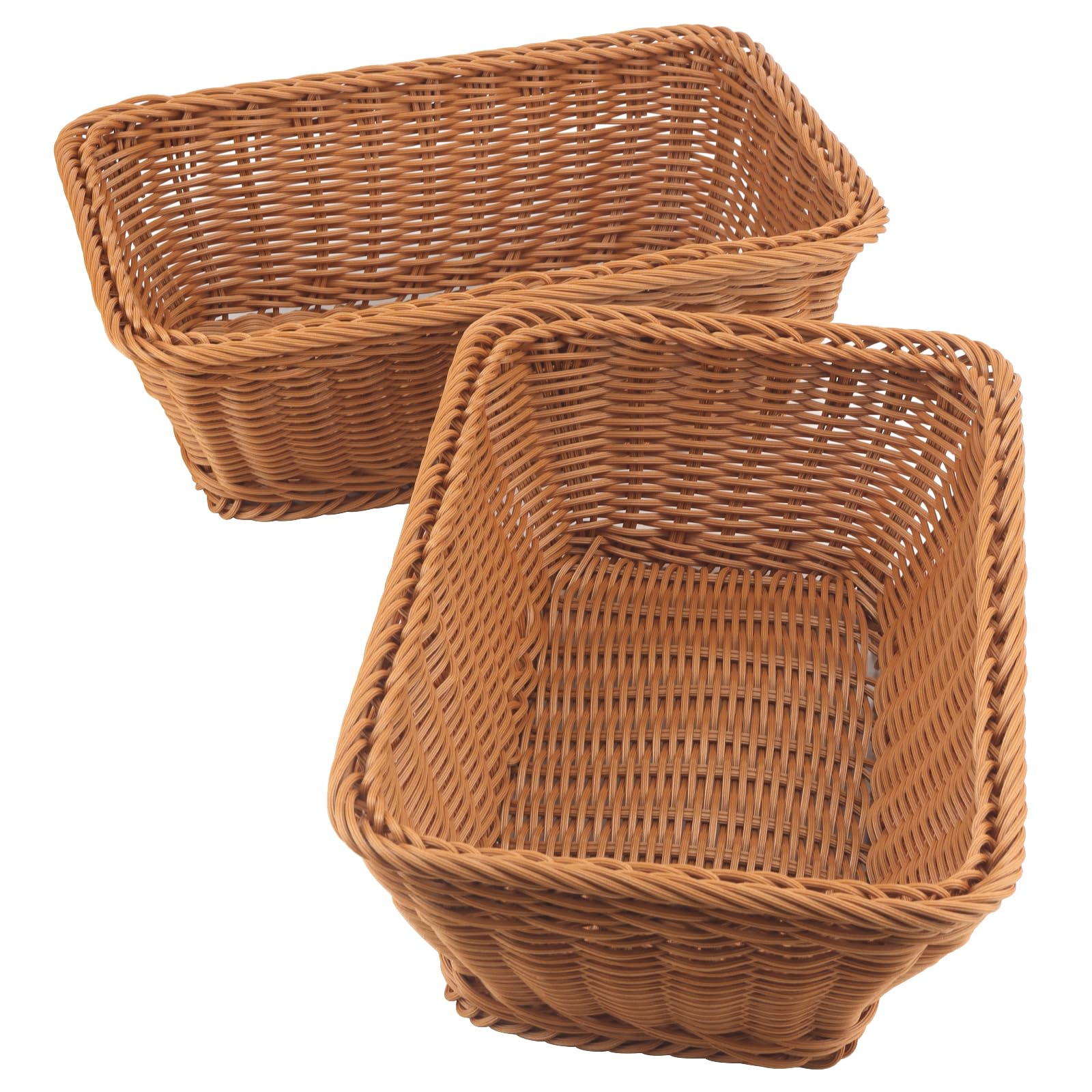 MUKCHAP 4 cestini intrecciati in finto rattan, 30 x 20 x 10 cm, rettangolari in vimini sintetico, cestini da portata per frutta, pane, verdura