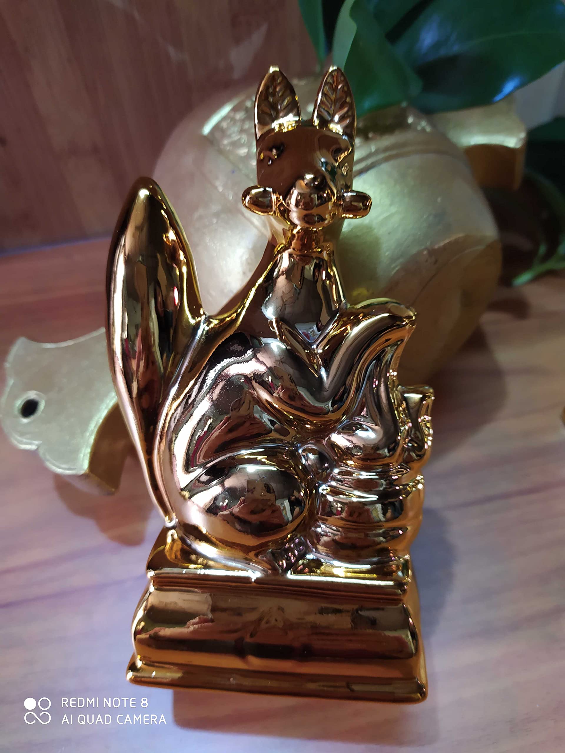 Amazon｜お稲荷様 一対陶器製 金メッキ 神具 稲荷きつね きつね像｜神