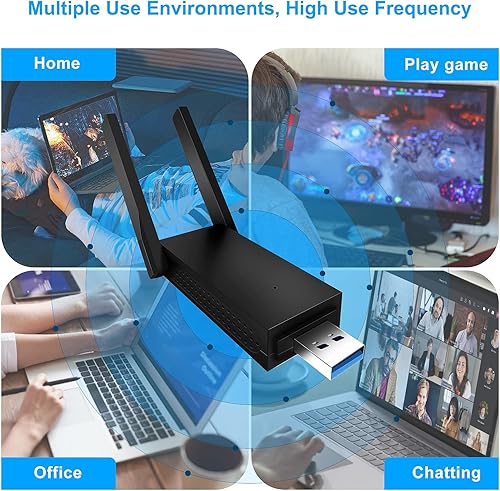 Miniatura 7 de Adaptador WiFi USB, adaptador WiFi 6 de 1800 Mbps para PC de escritorio, dongle WiFi de doble banda 5G2.4G, adaptador WiFi inalámbrico Linccras para