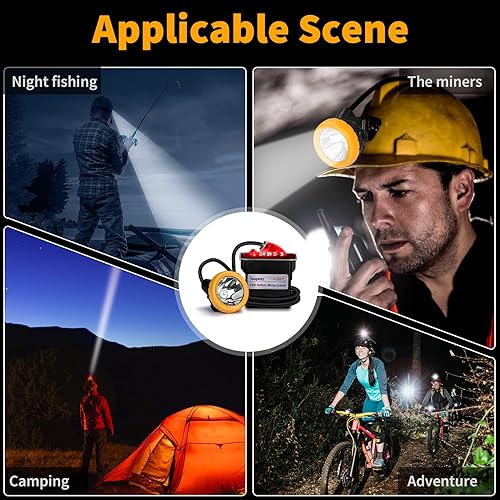 Miniatura 2 de Luz de minería de seguridad 1+2 luces LED para minería de carbón, paquete de baterías con luz LED, linterna de cabeza impermeable, linterna de