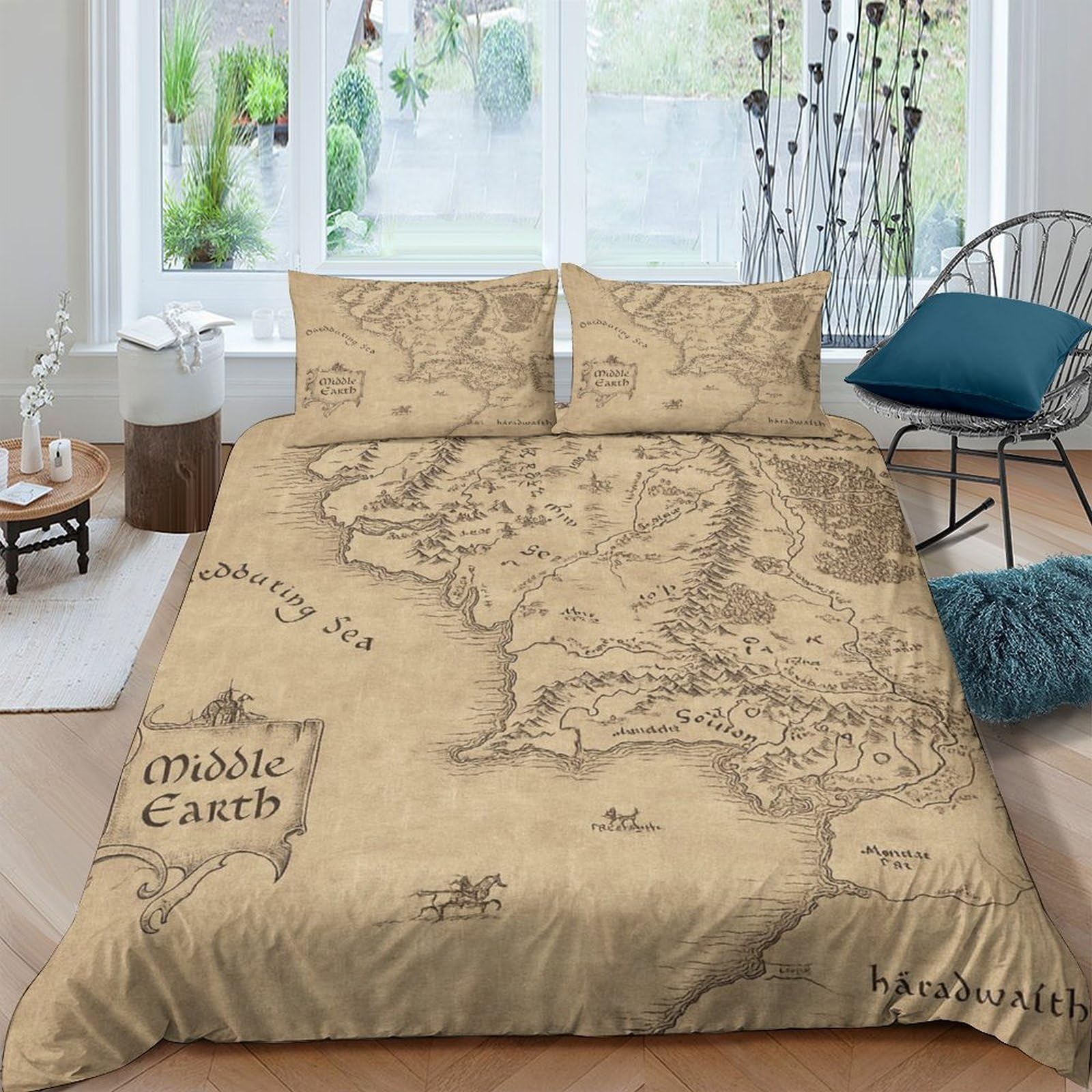 Ctjqhvkz Style-7 3D Printed Vintage Map Fitted Sheet Microfiber Soft Beige Old World Mattress Cover Bedroom Home Decor Single（135X200cm）