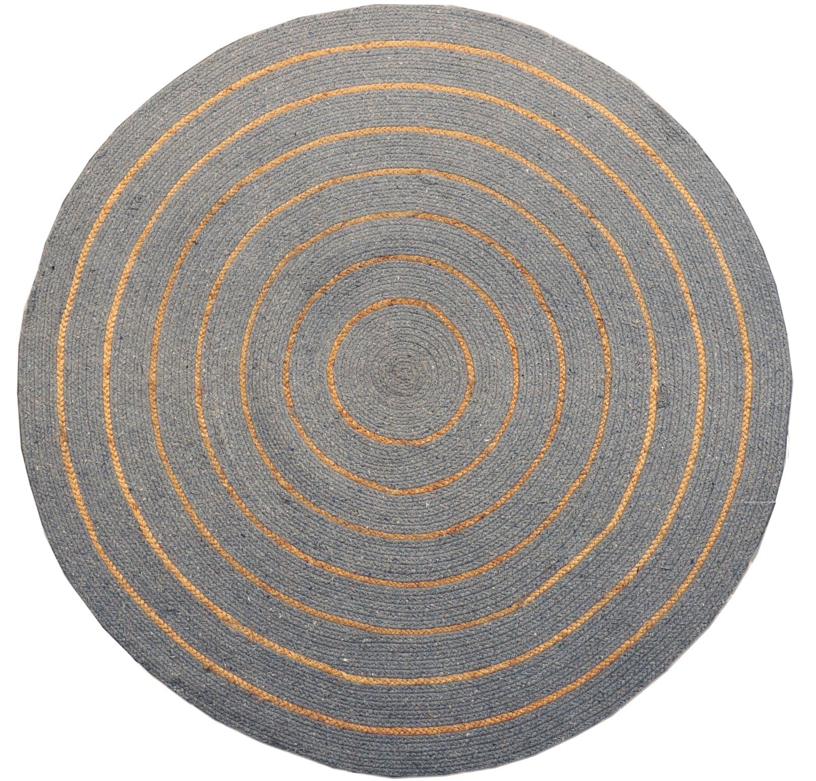 Atout Ciel - Alfombra Redonda (80 cm, algodón Trenzado, Efecto Yute Rayado), Color Gris