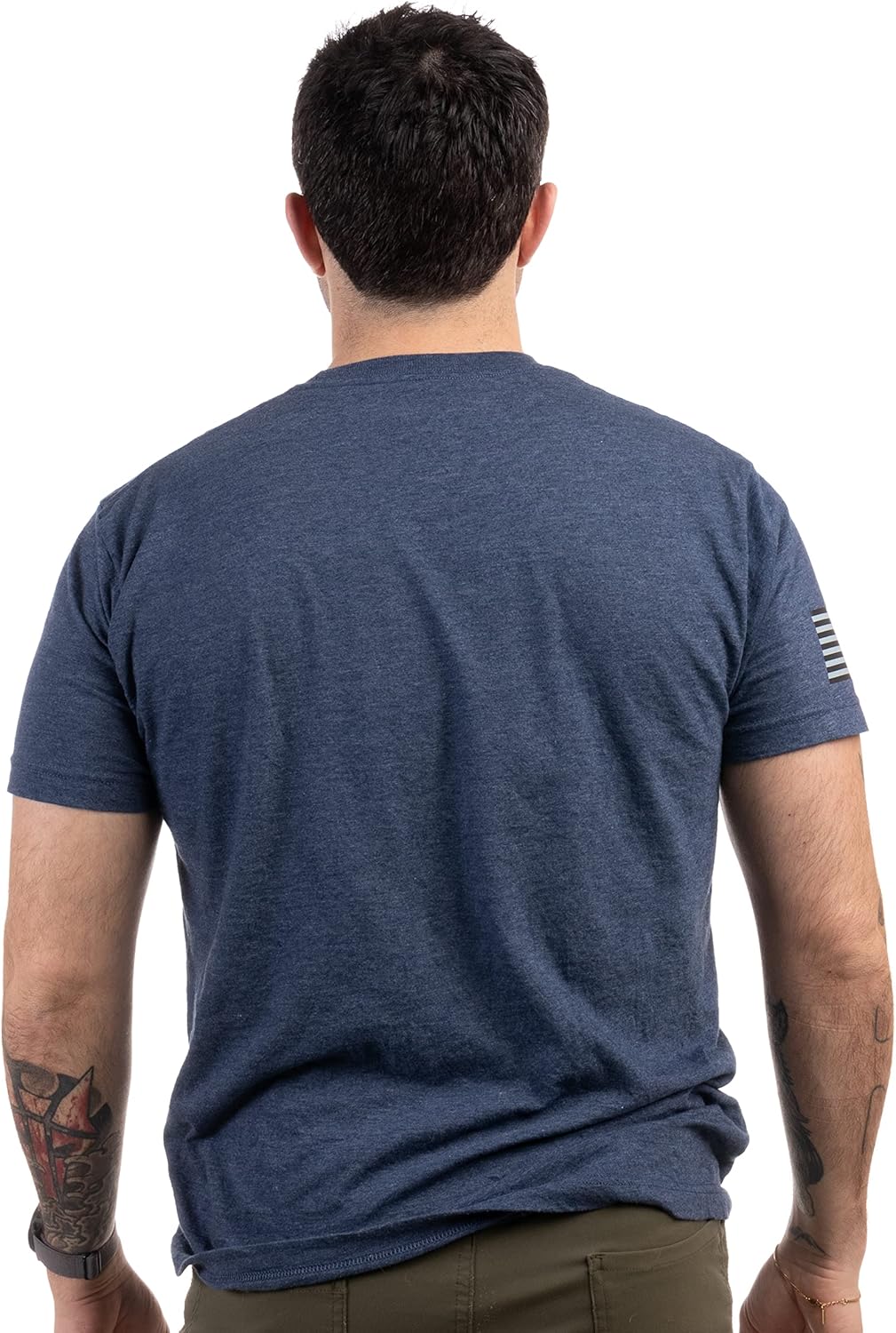 Navy Chest Print & U.S. Military Sleeve Flag Shirt - Naval Veteran Sailor T-Shirt for Men - Image 4