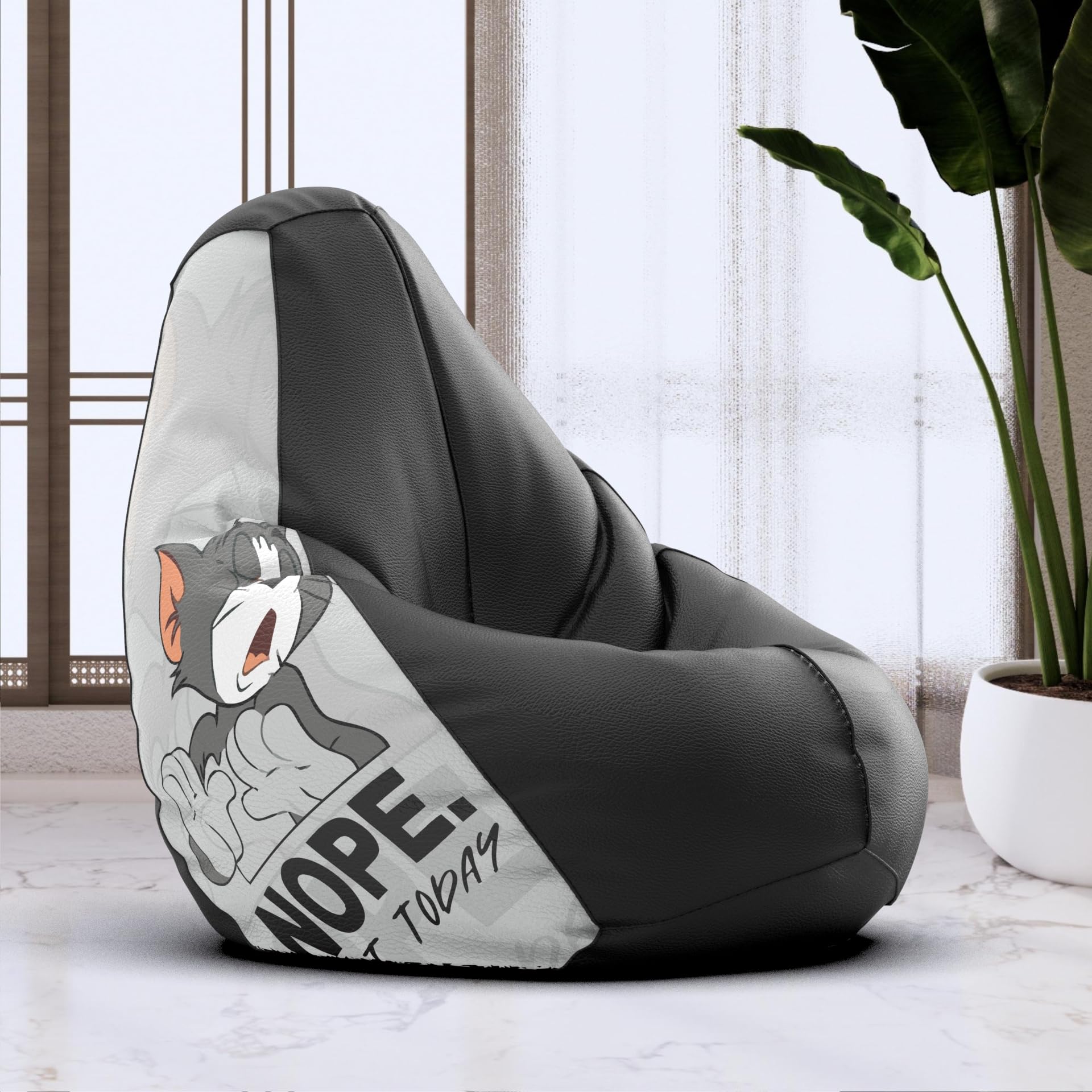 Bean Bag Chair Cover | Size: 3XL | Color: Not Today-Black | Without Beans | Premium Leatherette Cover (CMF 8012)-image-7