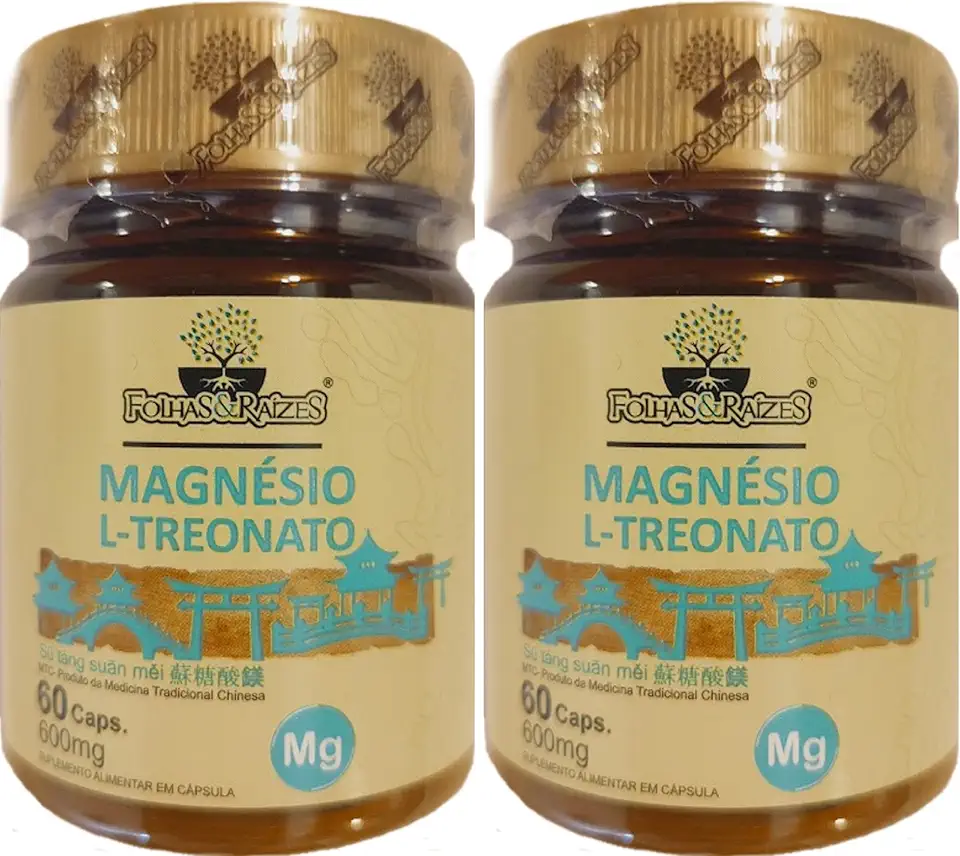 Magnésio L-Treonato Folhas & Raízes 60 Cápsulas Kit 2 Unidades