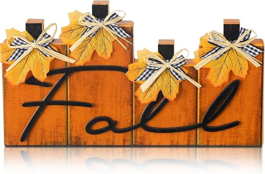 Yuntau 4 Pcs Fall Decorations for Home Wood Pumpkin Block Fall Decor 3D Thanksgiving Tiered Tray Decorations Signs Autumn Rustic Tabletop Centerpieces for Kitchen Home Office Restaurant Store