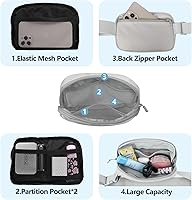 Vista 223 de Riñonera cruzada para mujeres y hombres, bolsa para cinturón para senderismo con correa ajustable, riñonera para correr, entrenamiento, deportes