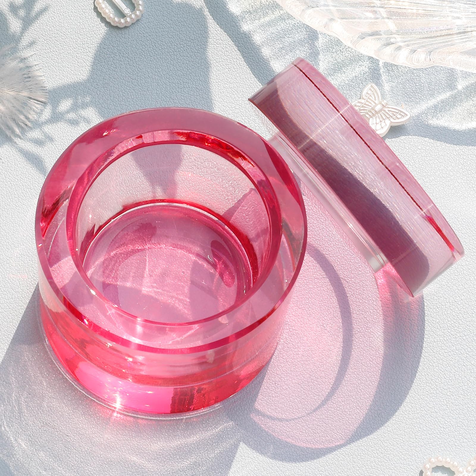 BOMOQING Nail Dappen Dish with Lid, Crystal Monomer Dish for Acrylic Nails, 30ml Monomer Holder Container for Holding Acrylic Liquid & Powder, Glass