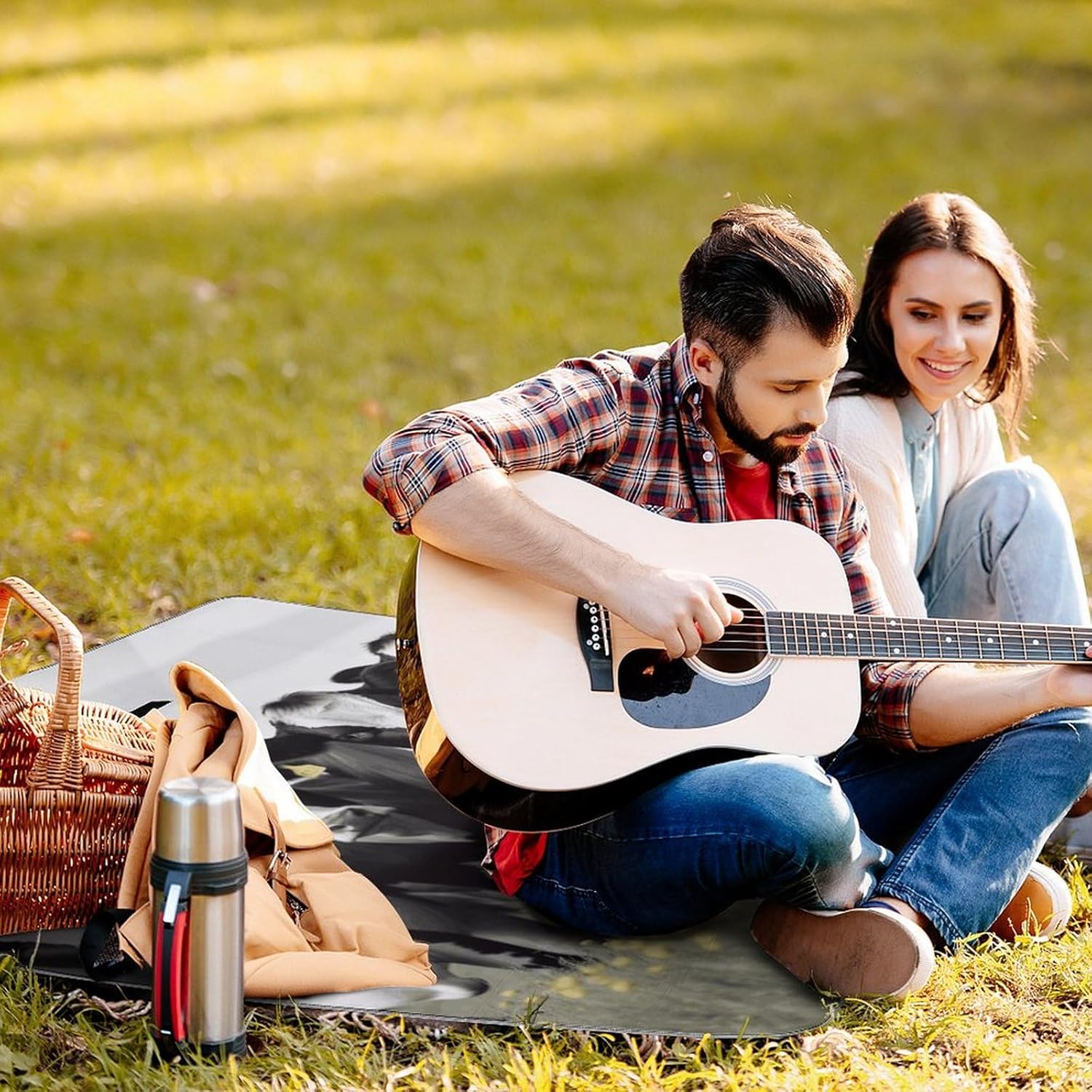 Outdoor Picnic Blanket Extra Large Beach Blanket Waterproof Picnic Mat Black White Cows Camping Blanket Portable with Carry Strap Park Blanket for Grass Camping Park