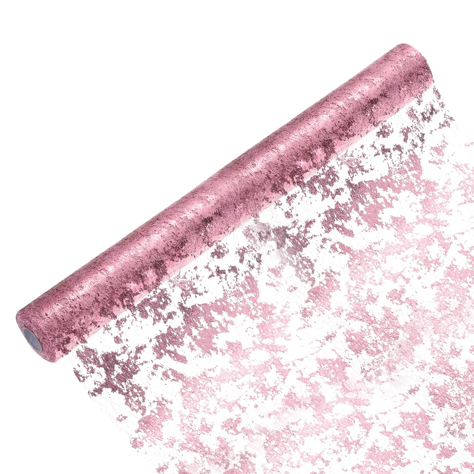 Chemin de table rose pailleté rouleau maille métallique 50 cm pour Noël et anniversaire