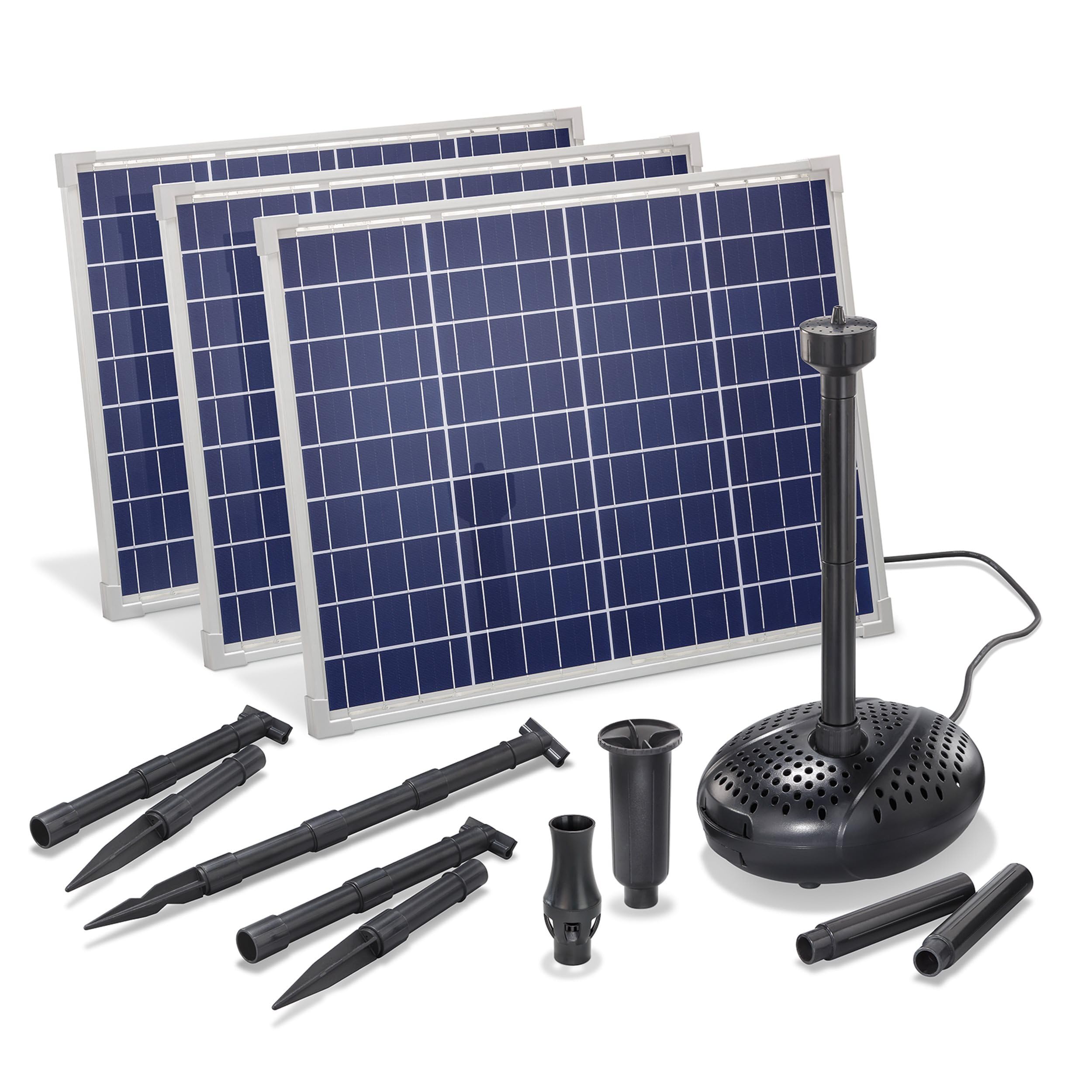 esotec Solar Teichpumpenset 150/4300, Solar Springbrunnen 4300 l/h, Teichpumpe mit 150 Wp Solaranlage, Fontäne IP68 für Teiche über 3000 l 101570