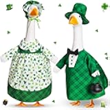 FuWeave 2 Sets St Patrick's Day Goose Outfit Porch Clover Goose Cloths Irish Shamrocks Couple Costume for 23