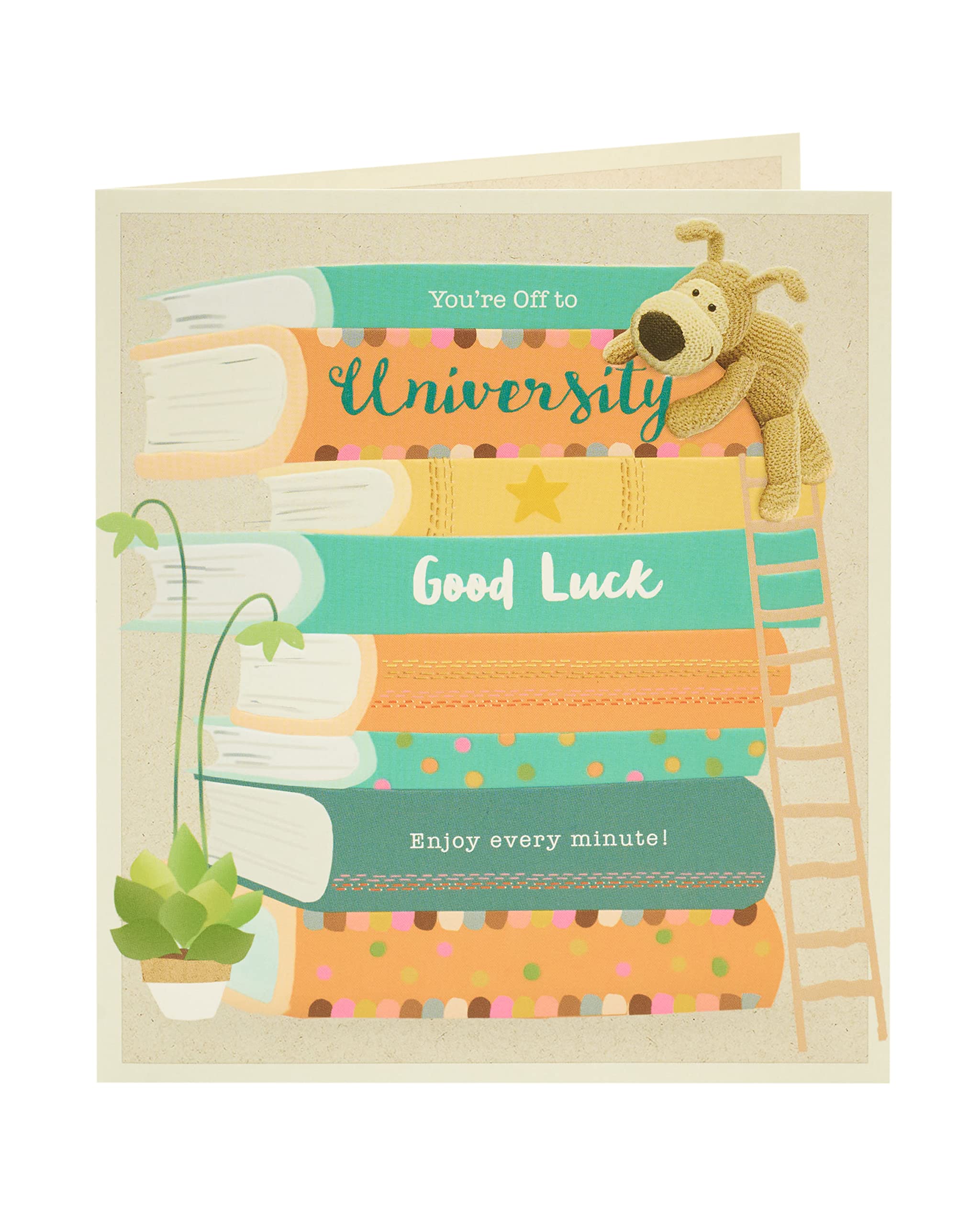 Boofle Glückwunschkarte „Good Luck At University“ – Niedliches Design, Mit Umschlag