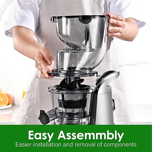 Miniatura 5 de Kitchen in the box - Exprimidores de prensa en frío, máquina exprimidora lenta de 3.26 pulgadas, conducto de alimentación grande y ancho para frutas