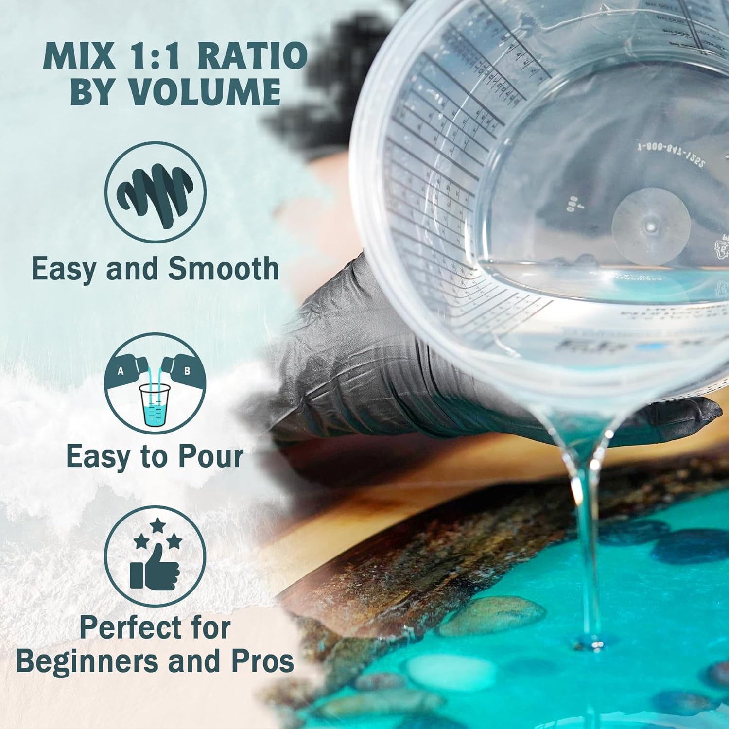 IGaiety 1 Gallon Epoxy Resin, Epoxy Resin Kit, Crystal Clear Epoxy Kit, No Yellowing Self-Leveling Deep Pour Epoxy Resin High-Glossy Casting Perfect for Crafts, Table Tops(0.5 Gallon x 2)