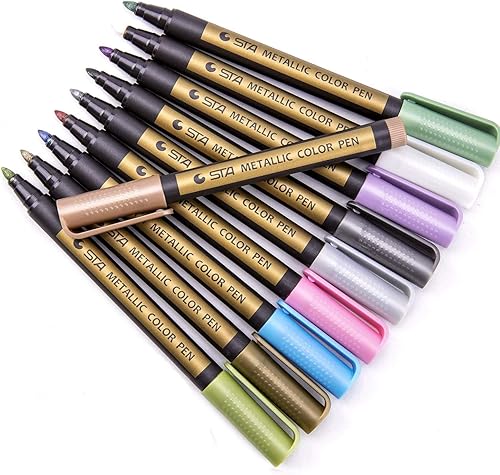 Rotuladores metálicos, juego de 10 colores metálicos para regalo de felicitación de cumpleaños, fabricación de tarjetas, pintura en roca, álbum de