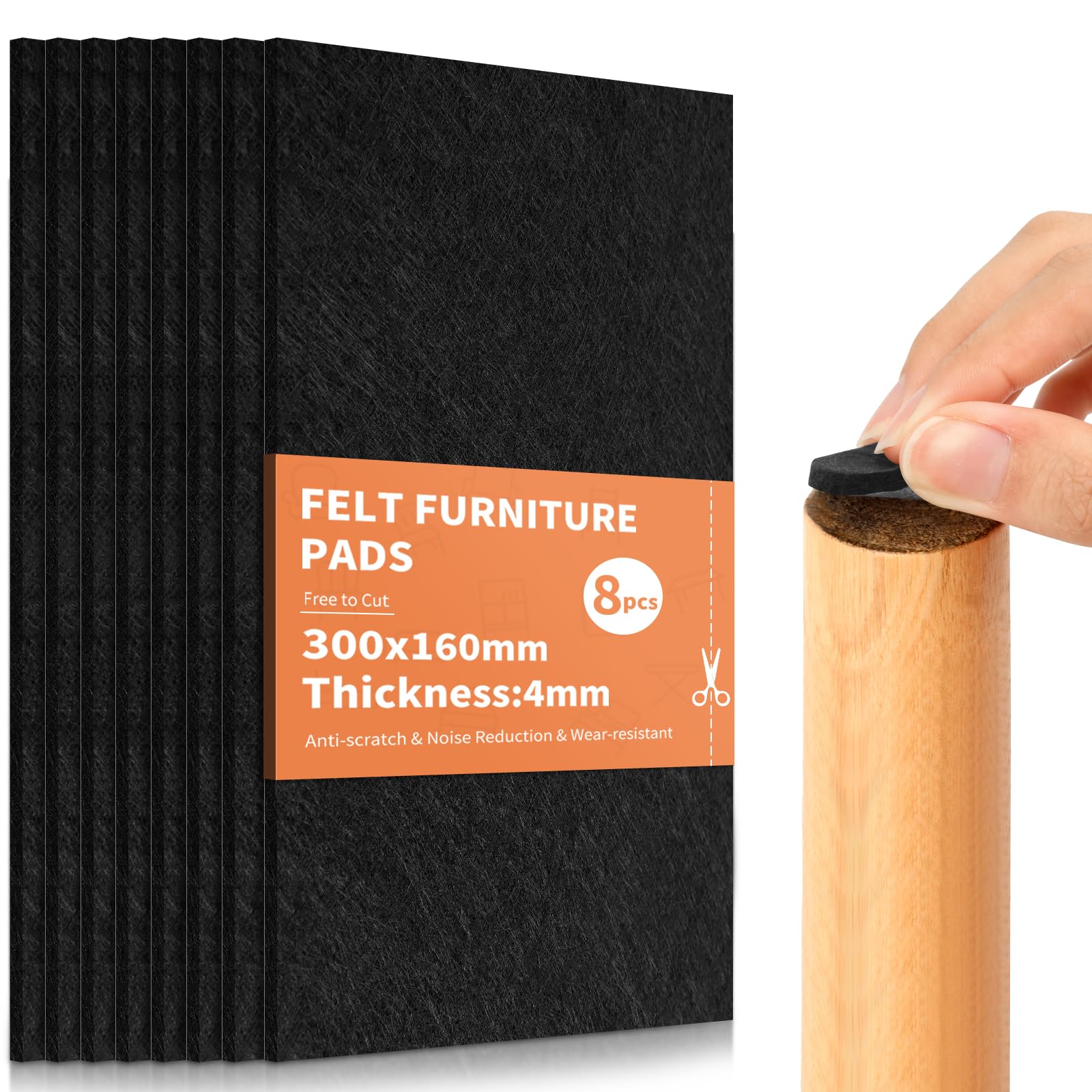 Felt Furniture Pads 8 Sheets, 300x160mm Furniture Pads Floor Protectors | Freely Cut to Shape - Protect Your Wood Floors