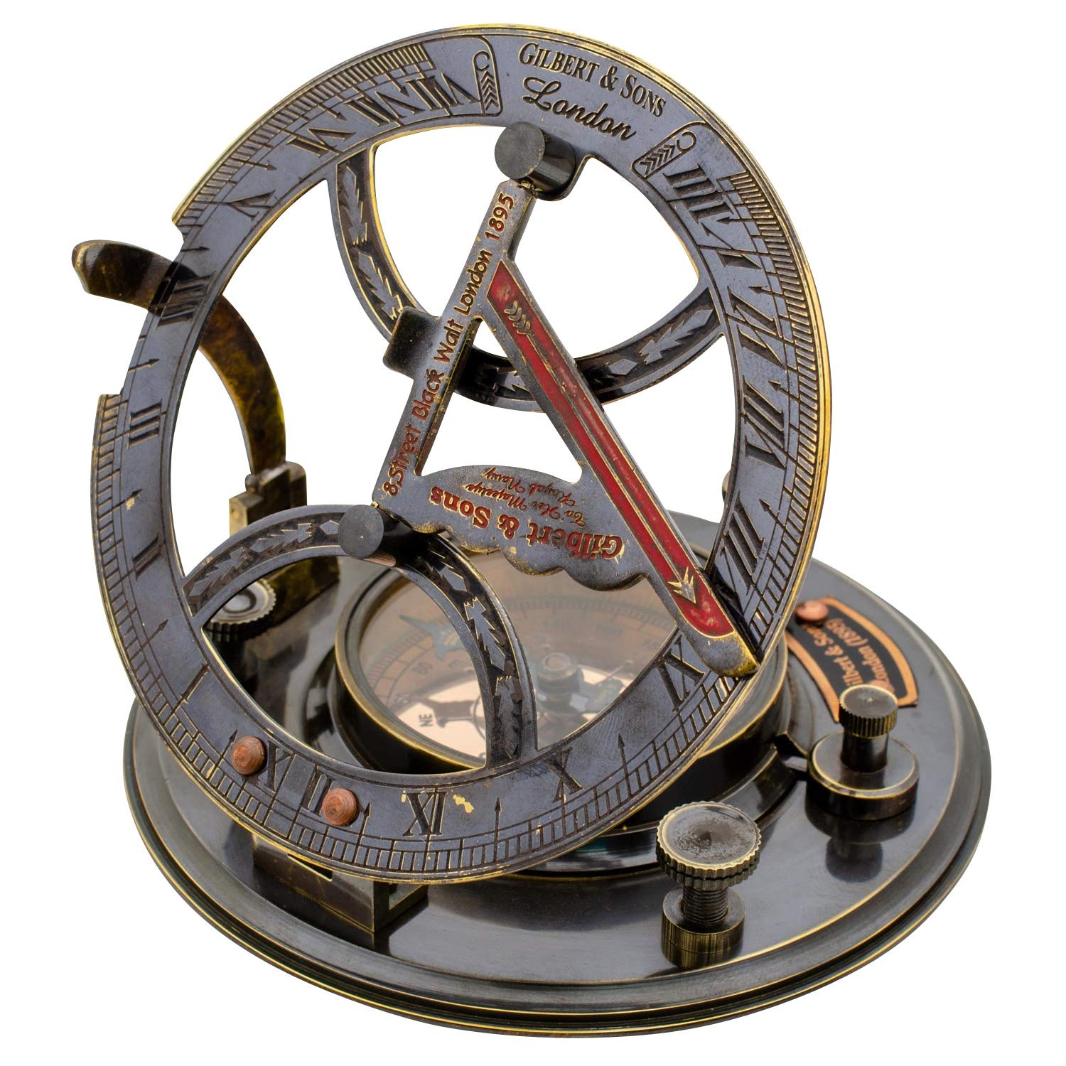 aubaho Brújula de latón marítimo navegación Reloj de Sol Estilo Antiguo réplica (e)