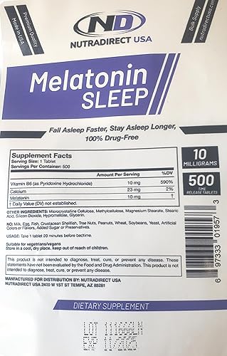 Miniatura 2 de NutraDirect Melatonina 10mg Liberación de Tiempo - 500 Tabletas