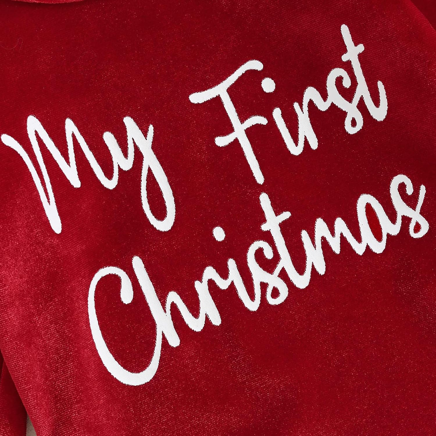 Baby Girl My 1st Christmas Outfits Letter Long Sleeve Romper Tops+Bell Bottom Pants+Headband 3 Pcs Clothes Set - Image 4