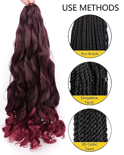 Miniatura 119 de Cabello rizado francés trenzado de 20 pulgadas, color 4, cabello rizado preestirado, 8 paquetes de trenzas de ganchillo para trenzas de caja